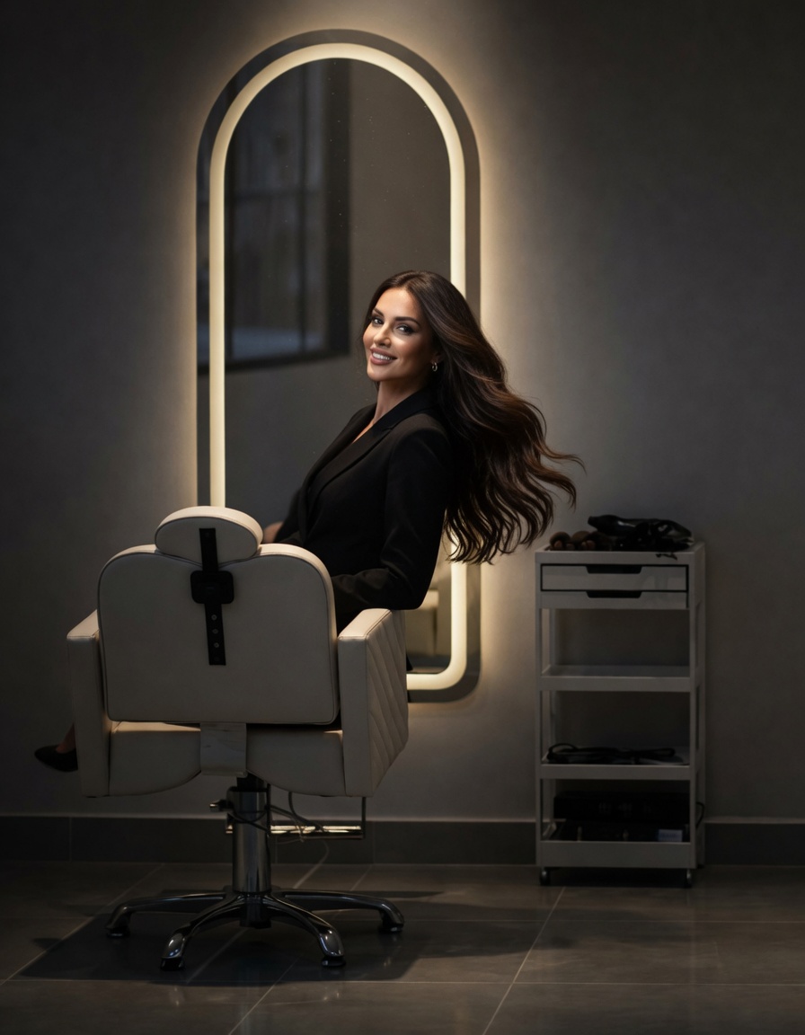 Mulher elegante com cabelo longo e brilhante